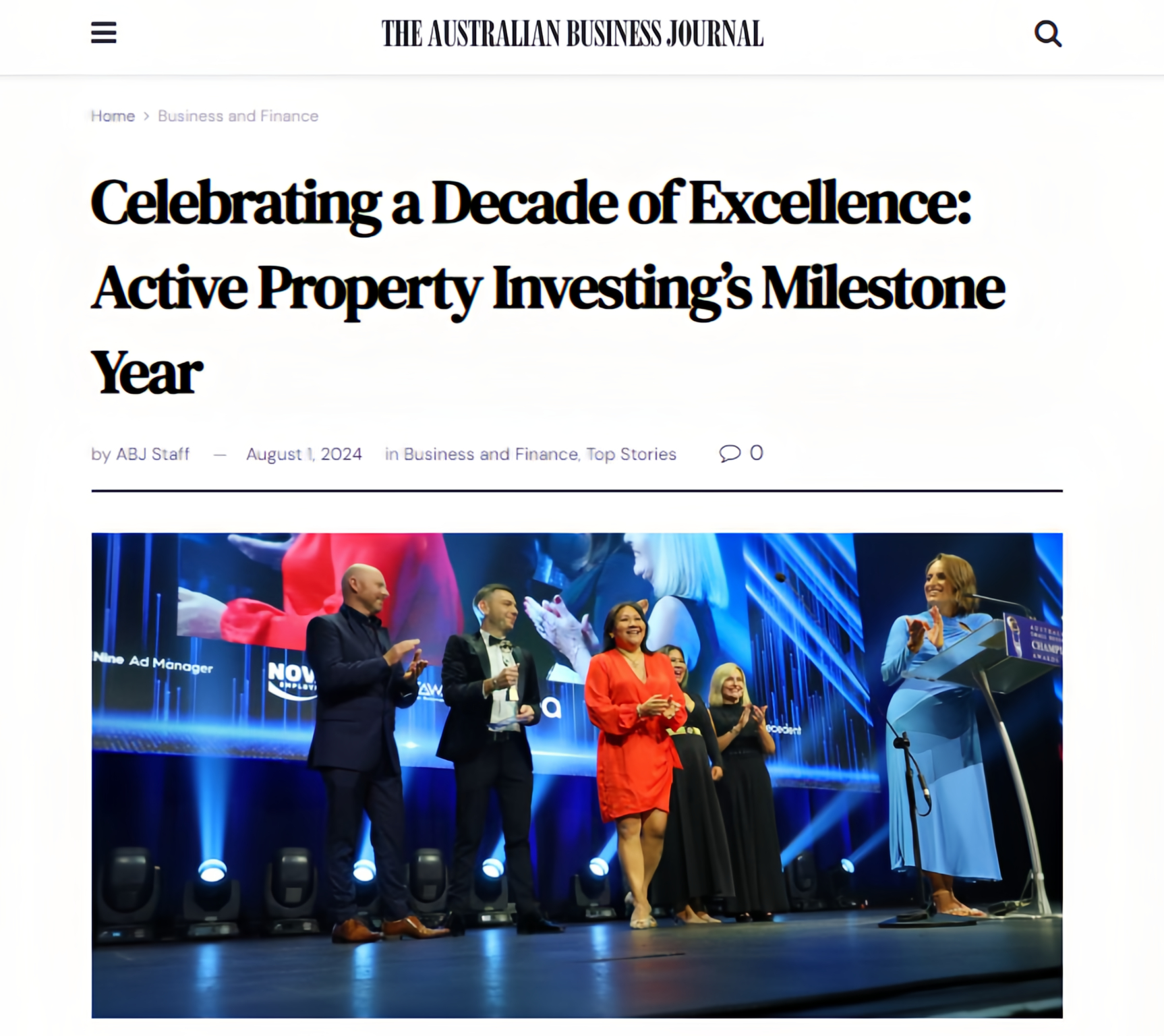 API’s Decade of Excellence Featured in The Australian Business Journal