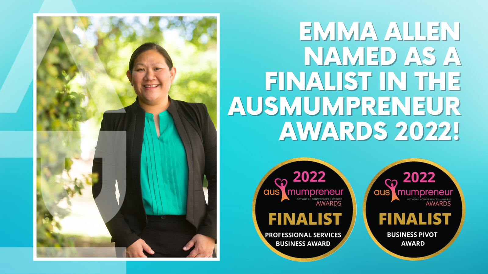 Emma Allen named as a finalist in the AusMumpreneur Awards 2022!